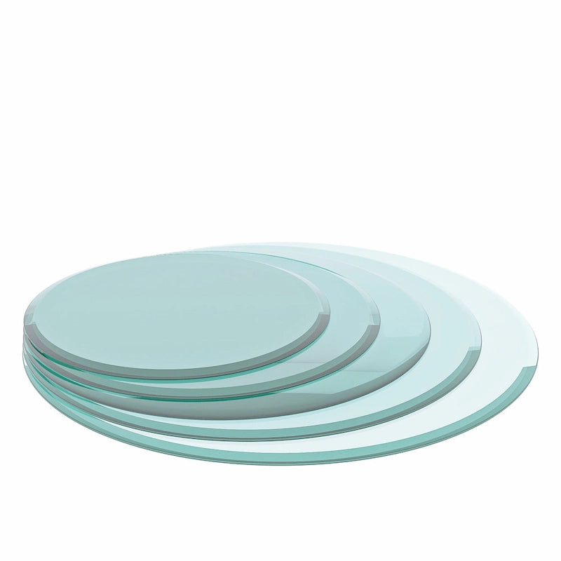 Round Tempered Glass Table Top Clear Glass Thick Beveled Polished Edge