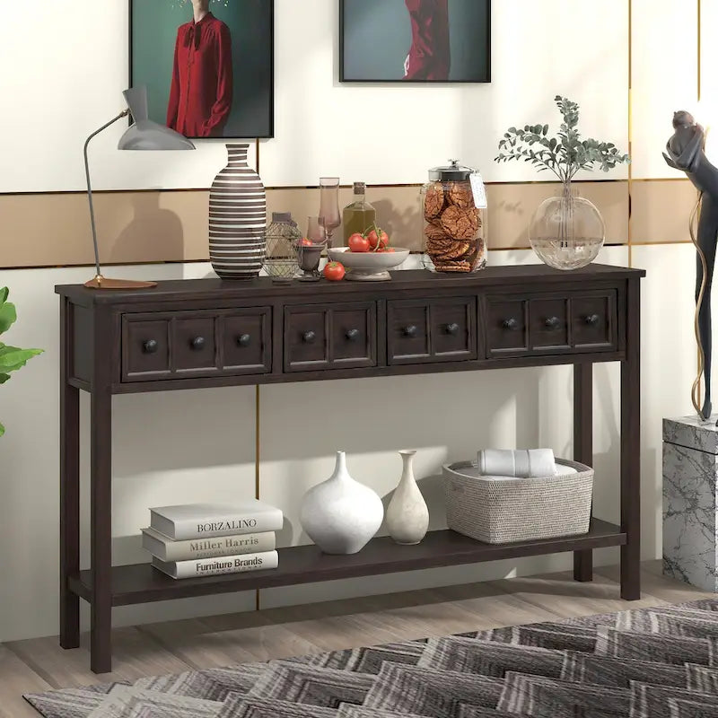 Rustic 4-drawer Entryway Console Table