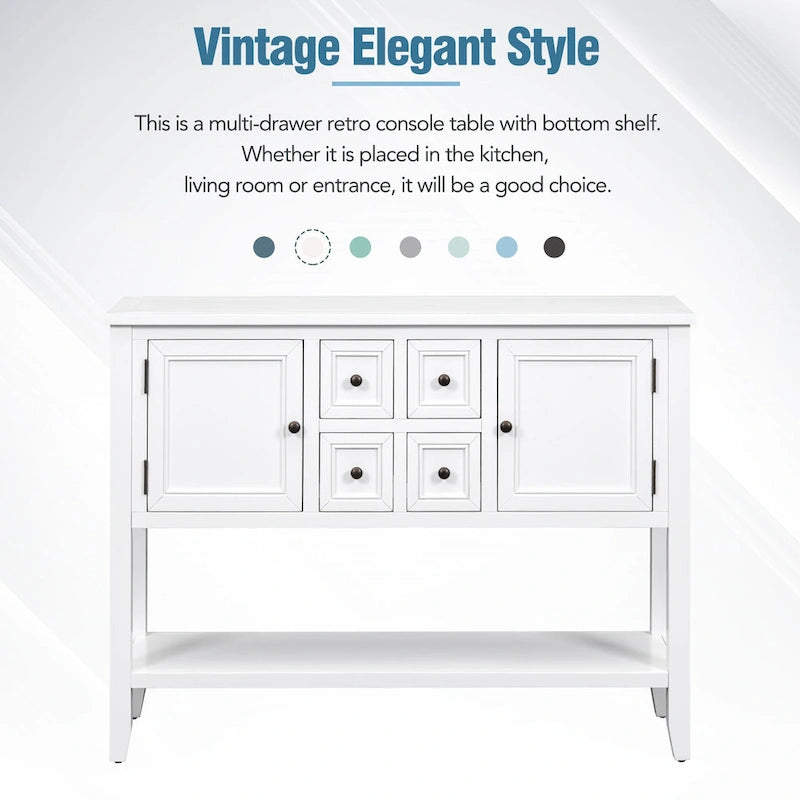 Cambridge Series Vintage Console Table with Drawers and Cabinets - 15.00 x 46.00 x 34.00