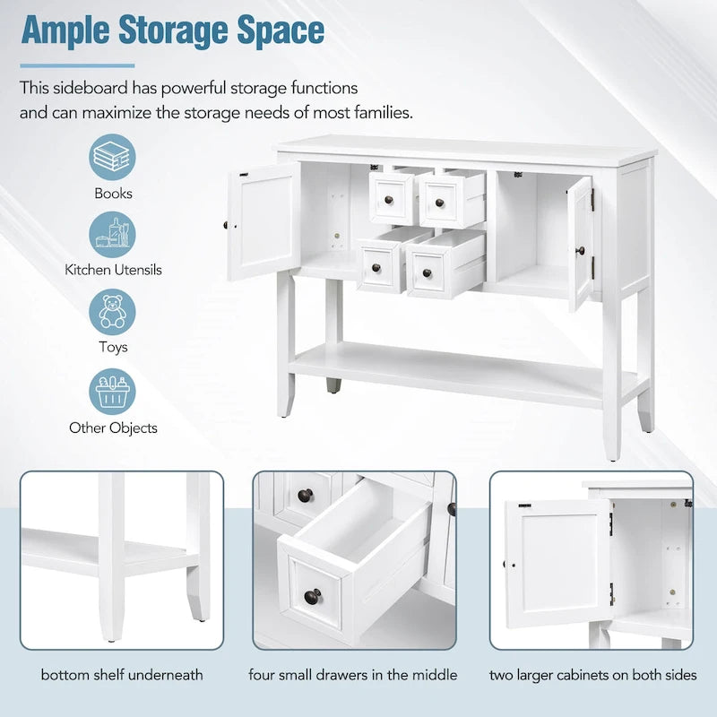 Cambridge Series Vintage Console Table with Drawers and Cabinets - 15.00 x 46.00 x 34.00