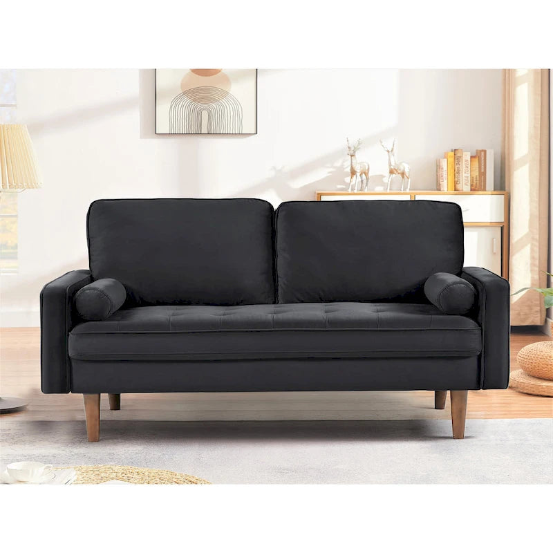 Monahan 58W Wood Frame Velvet Tufted Sofa