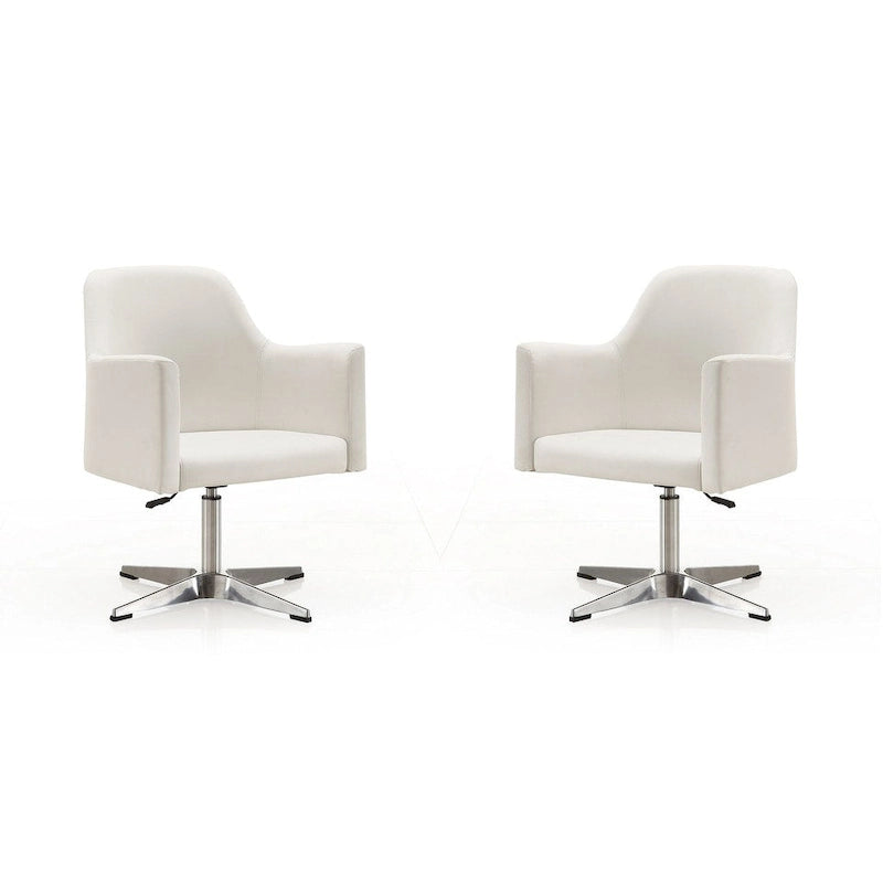 Manhattan Comfort Pelo Chrome Faux Leather Adjustable Height Swivel Accent Chair (Set of 2)