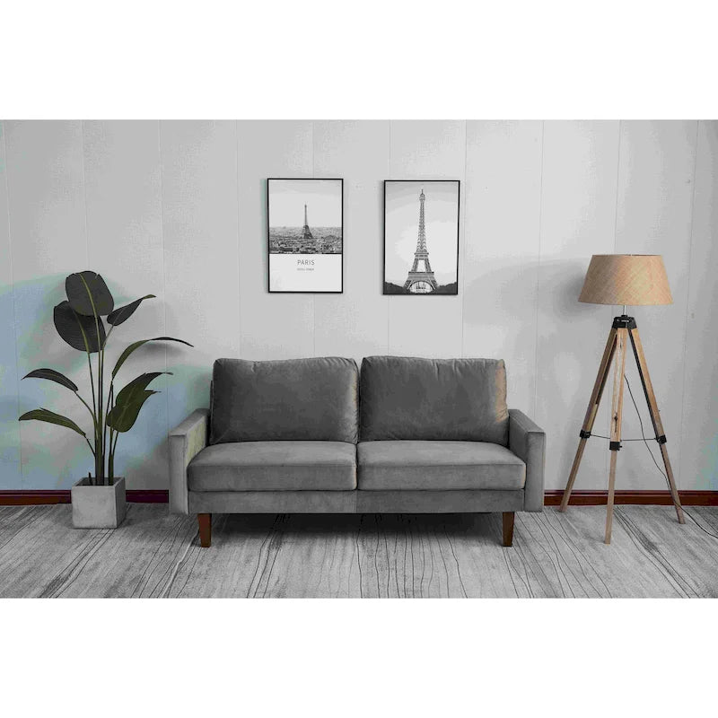 Velvet Square Arm Sofa