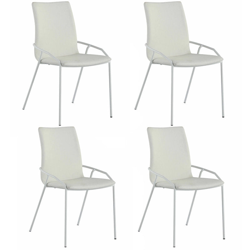 Somette Contemporary White Upholstered Side Chair, Set of 4 - N/A