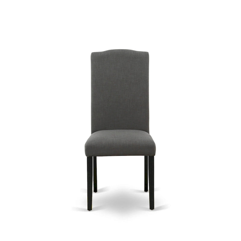 East West Furniture Dining Set-a Dining Table & Black Parson Chairs, Wire brushed Black.(Upholstered & Pieces Options)