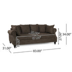 Manbow Fabric Pillowback 3 Seater Sofa with Nailhead Trim by Christopher Knight Home