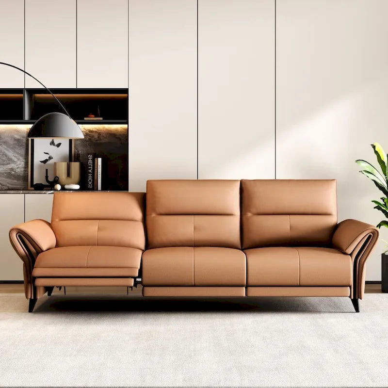 112.5 Vegan Leather Power Reclining Sofa with USB Charging Port
