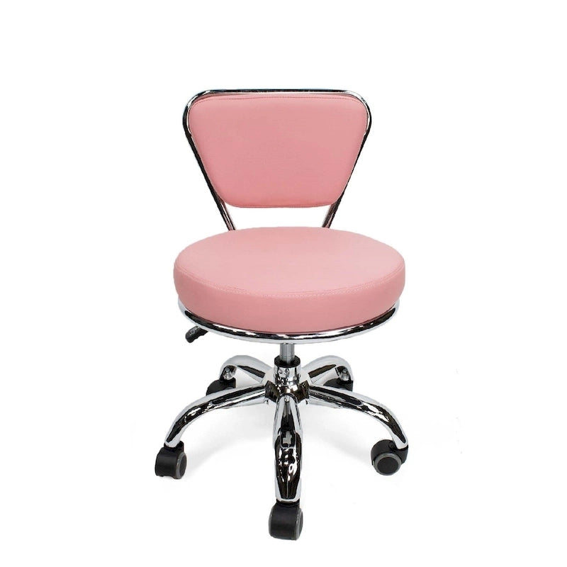 Dayton Short Stool Adjustable 13 to 15 Low Rolling Chair with Backrest, Pink - N/A