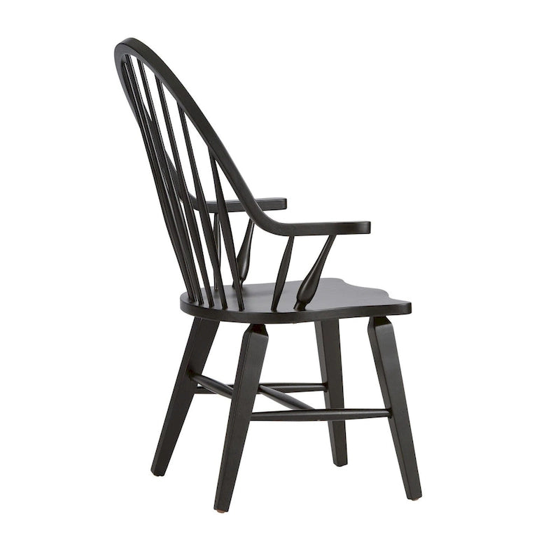 The Gray Barn Hearthstone Ridge Black Windsor Back Arm Chair