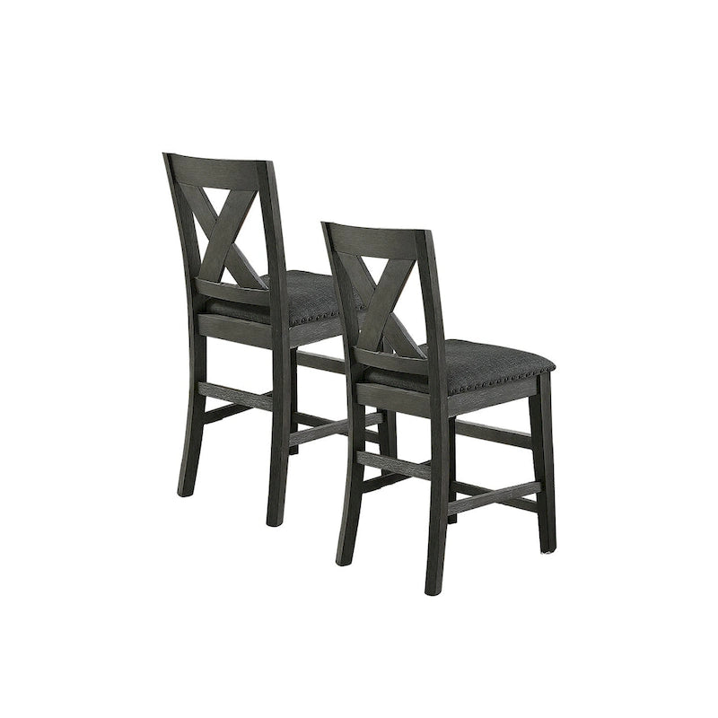 Counter Hight Chairs with X-Cross Back, Dark Grey