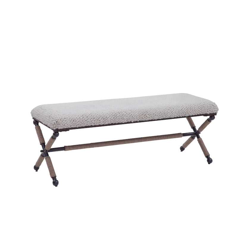 Martingale Ivory Upholstered Boucl Double Bench