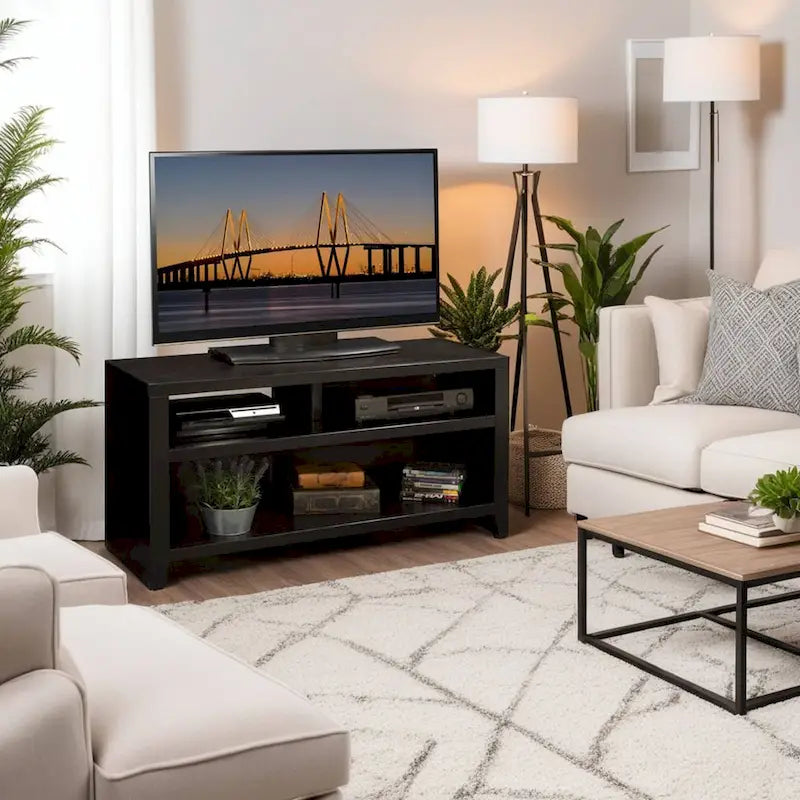 Bridgevine Home Urban Loft 48 inch TV Stand for TVs up to 55 inches, No Assembly Required, Mocha Finish