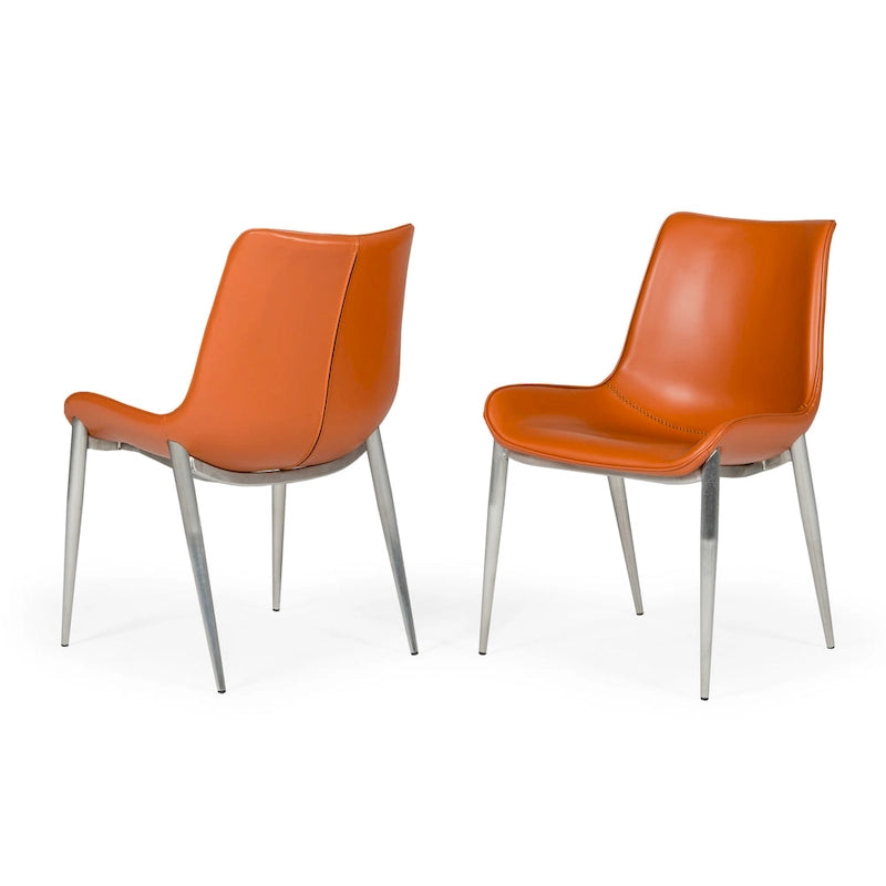 Modrest Holt Modern Cognac Eco-Leather Dining Chair (Set of 2)