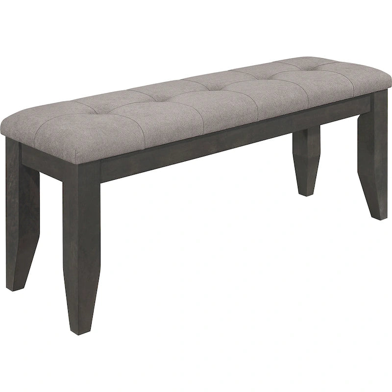 Trendy Wood and Grey Tufted Upholstered Dining Bench