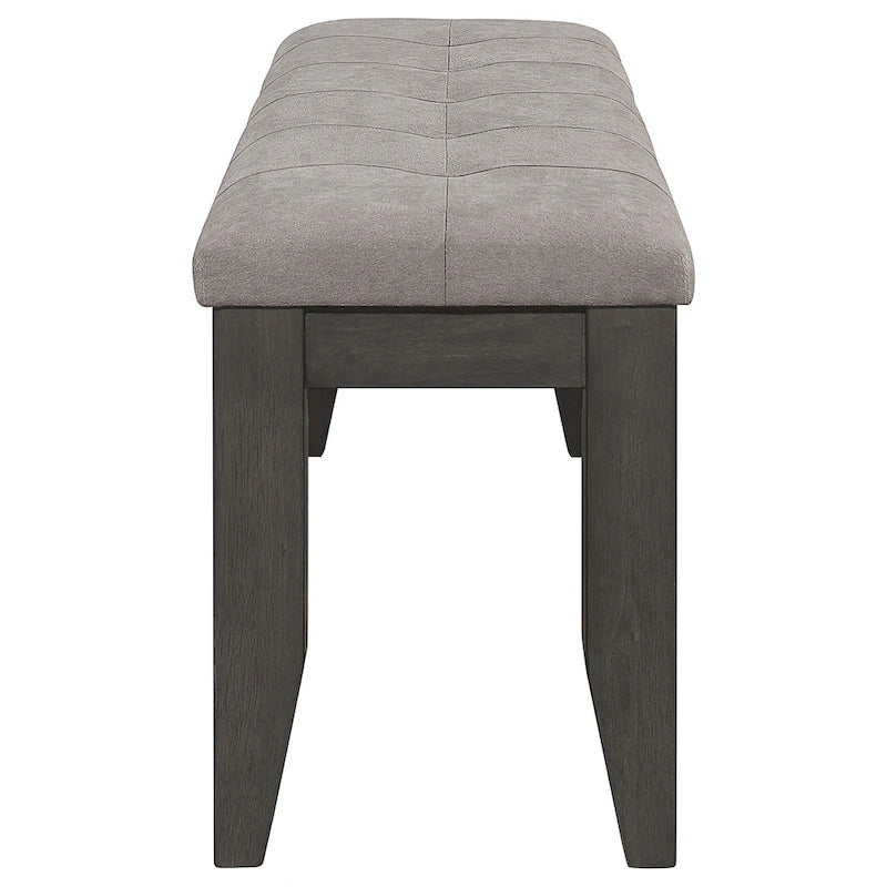 Trendy Wood and Grey Tufted Upholstered Dining Bench