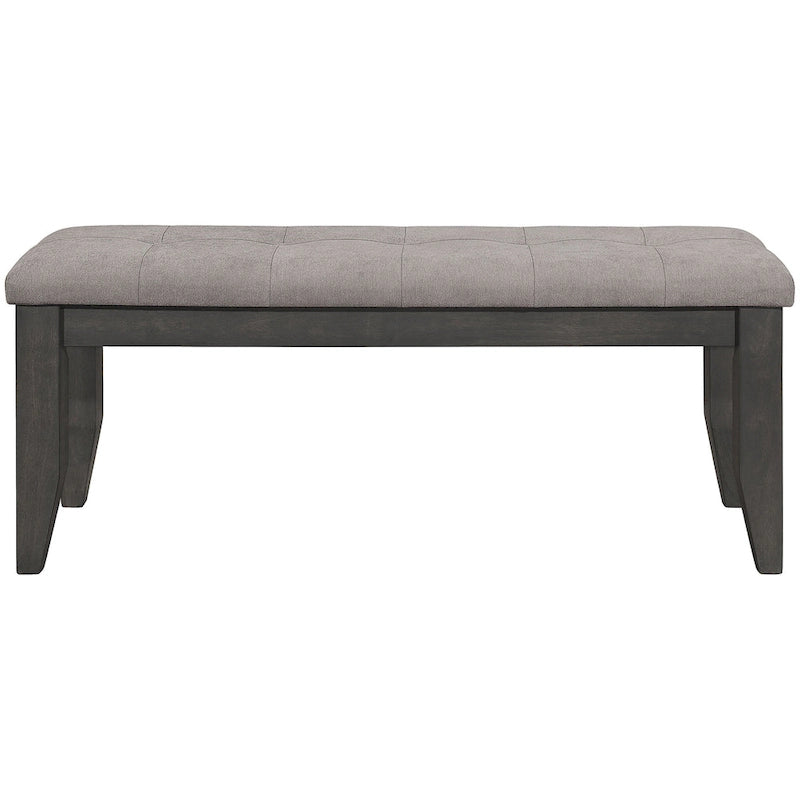 Trendy Wood and Grey Tufted Upholstered Dining Bench