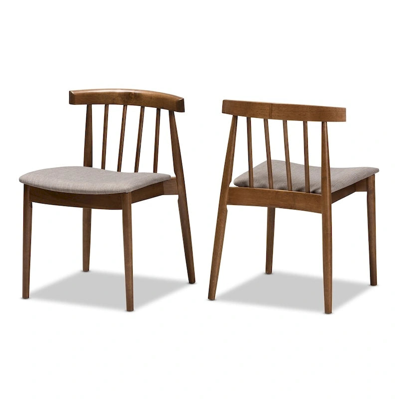 Mid-Century Beige Fabric Dining Chair Set by Baxton Studio