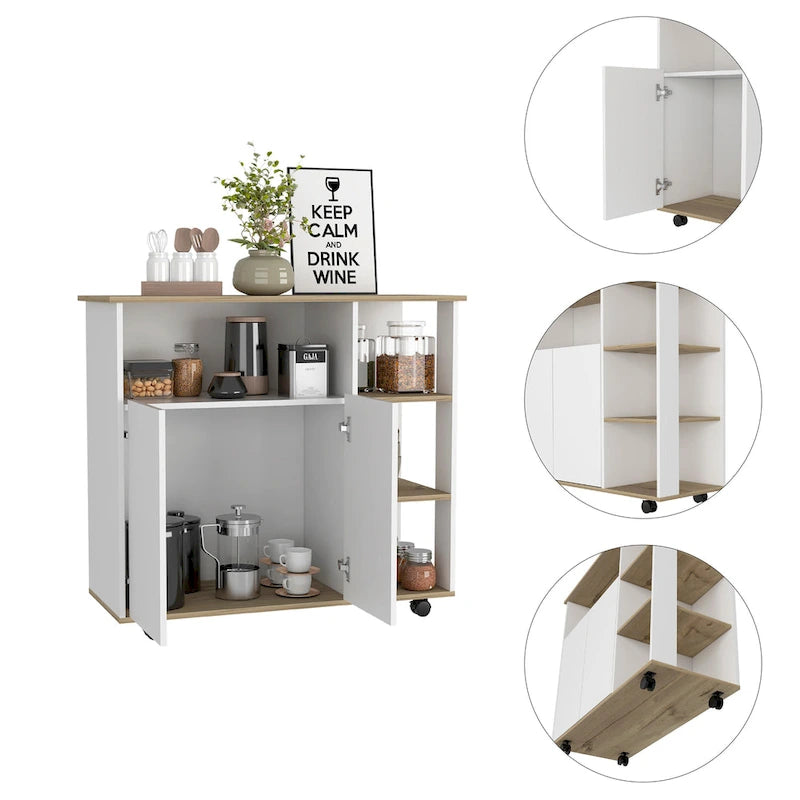 FM Furniture Serbia Kitchen Island, One Cabinet, Four Open Shelves