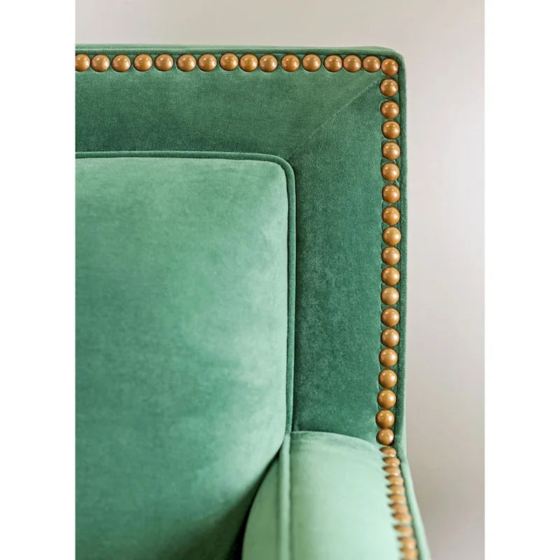 Yaur Transitional Green Fabric Upholstered Nailhead Trim Sofa by Furniture of America