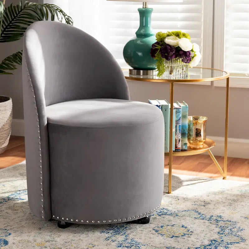 Bethel Glam and Luxe Velvet Rolling Accent Chair