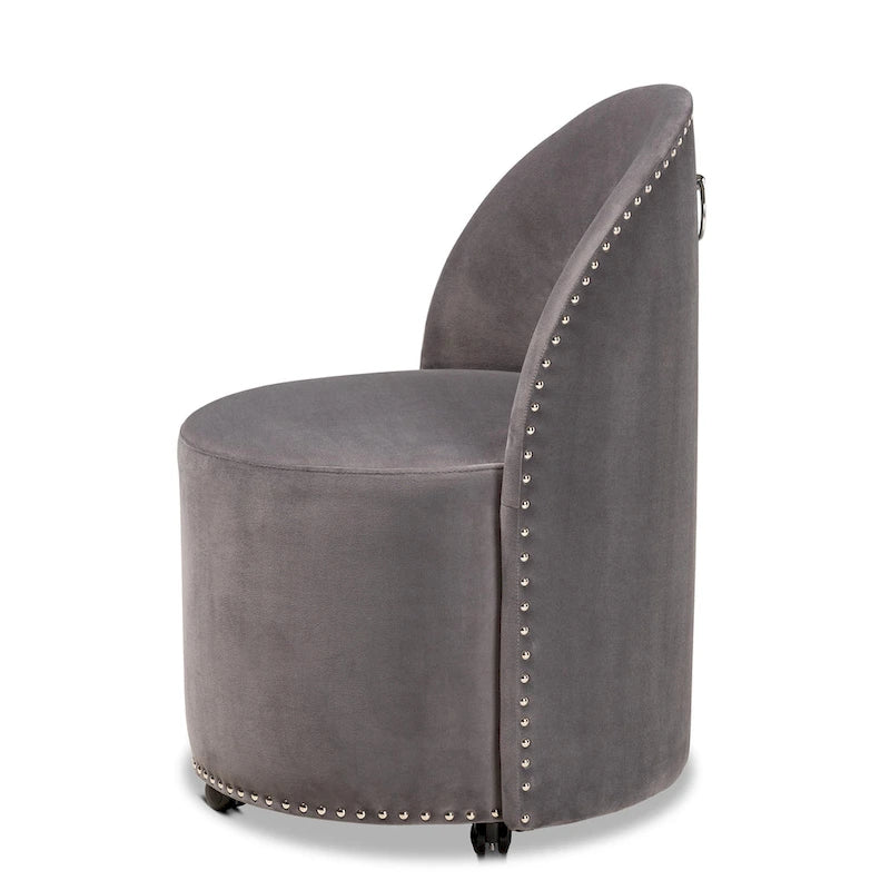 Bethel Glam and Luxe Velvet Rolling Accent Chair