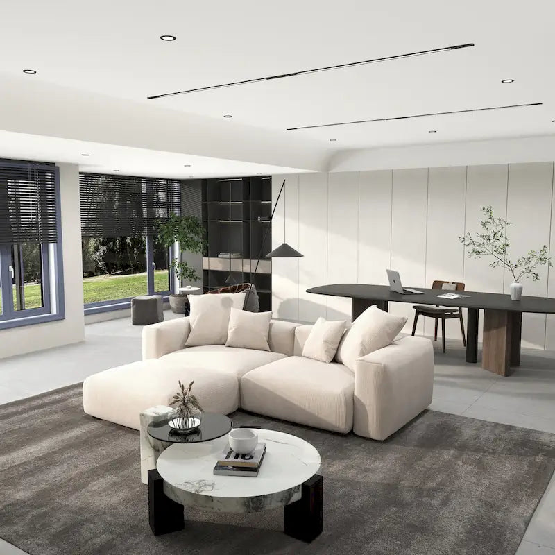 102 Oversized Corduroy Modular Sofa Reversible Couch with Ottoman