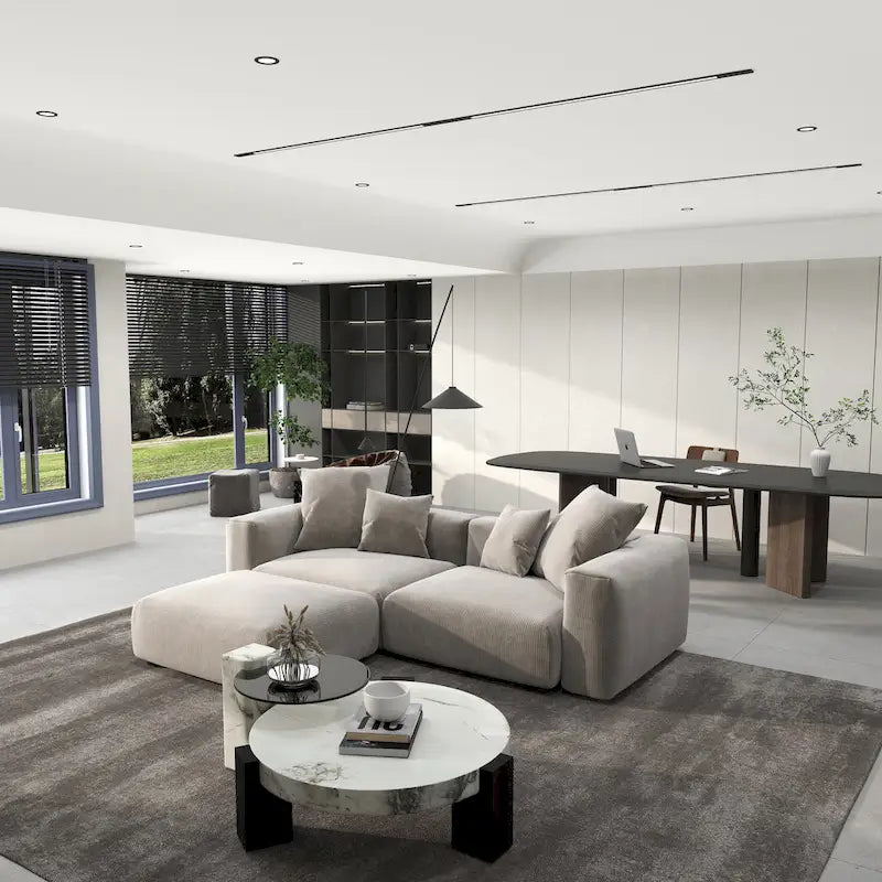 102 Oversized Corduroy Modular Sofa Reversible Couch with Ottoman