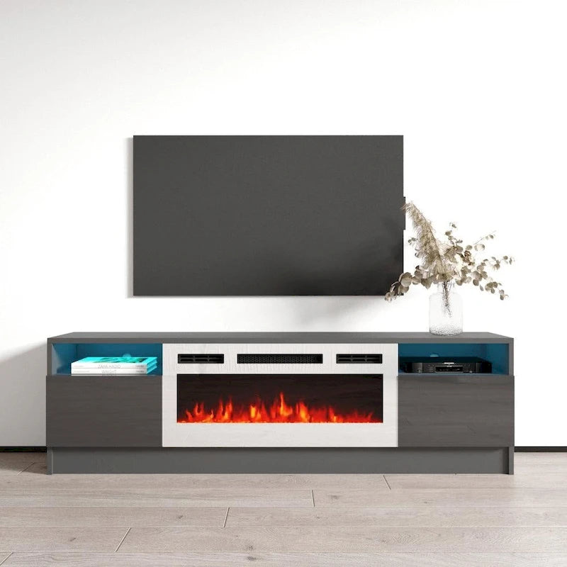Duke 01 WH-EF Electric Fireplace 63 TV Stand