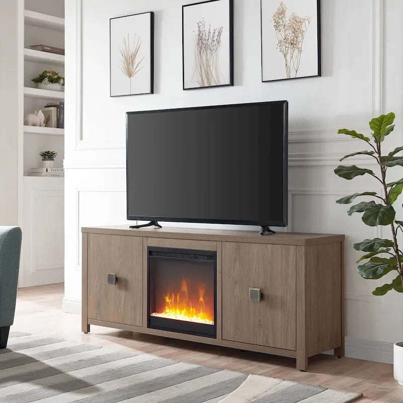 Juniper 58 TV Stand with Crystal Fireplace Insert