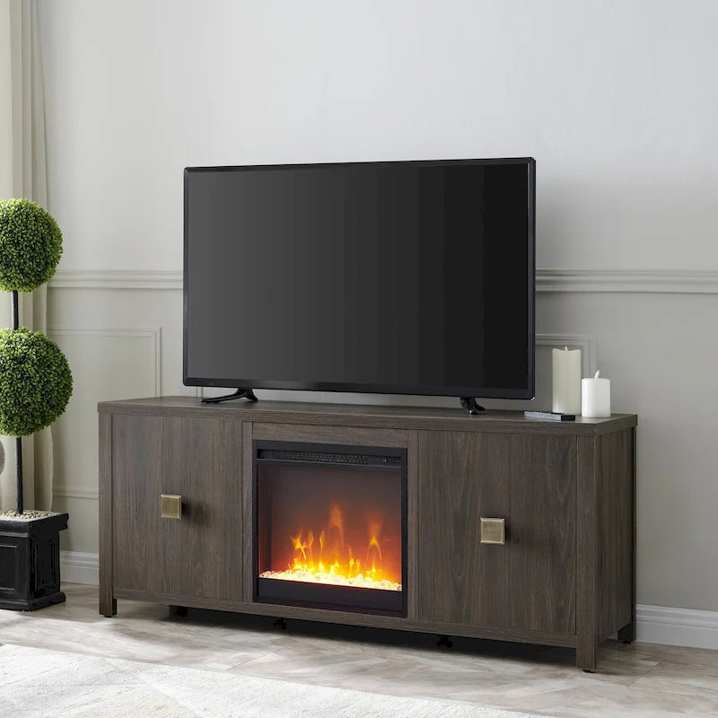 Juniper 58 TV Stand with Crystal Fireplace Insert