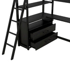 Loft Bed with Desk and Shelves