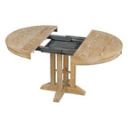 5-Piece Dining Set Extendable Round Table and 4 Upholstered Chairs Farmhouse Dining Set