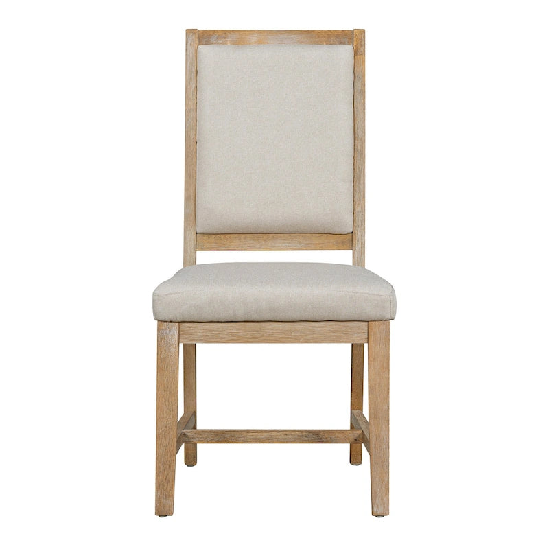 5-Piece Dining Set Extendable Round Table and 4 Upholstered Chairs Farmhouse Dining Set