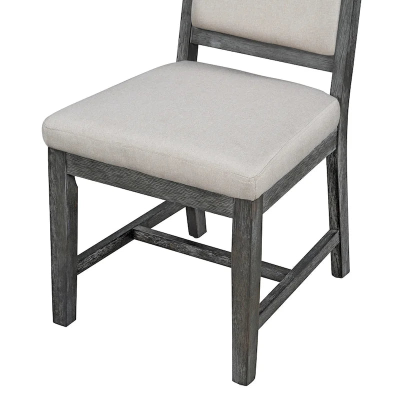 5-Piece Dining Set Extendable Round Table and 4 Upholstered Chairs Farmhouse Dining Set