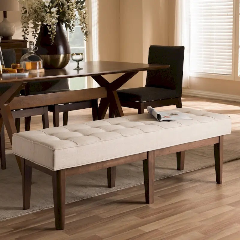 Mid-Century Fabric Button-Tufted Bench by Baxton Studio