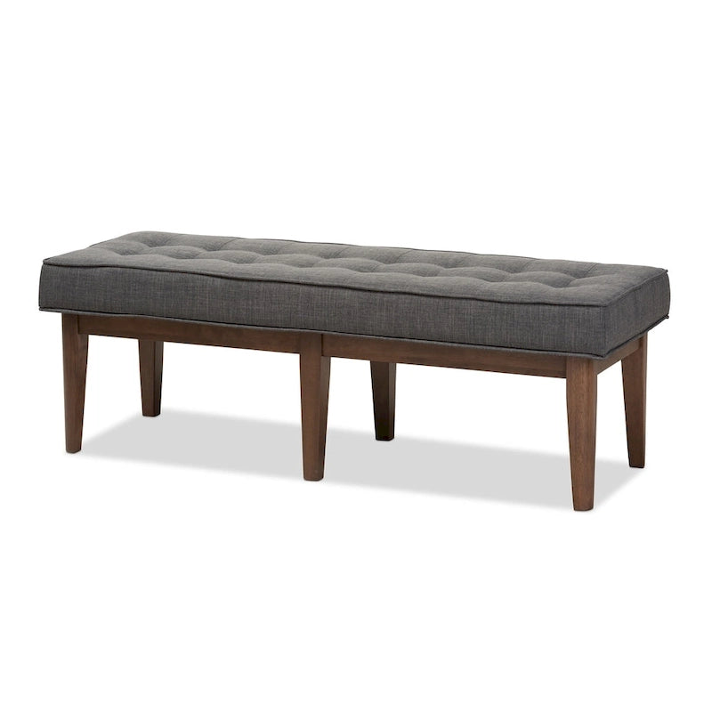 Mid-Century Fabric Button-Tufted Bench by Baxton Studio