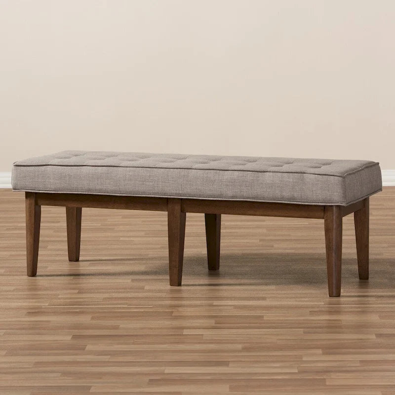 Mid-Century Fabric Button-Tufted Bench by Baxton Studio