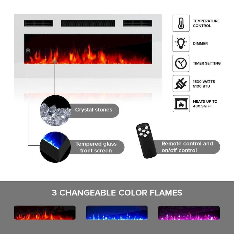Luxe WH-EF Wall Mounted Electric Fireplace Modern 72 TV Stand