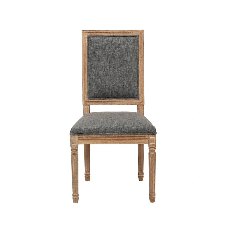 Porthos Home Mako Dining Chairs Set of 2, Rectangular Back, Linen Upholstery, Elm Wood Frame