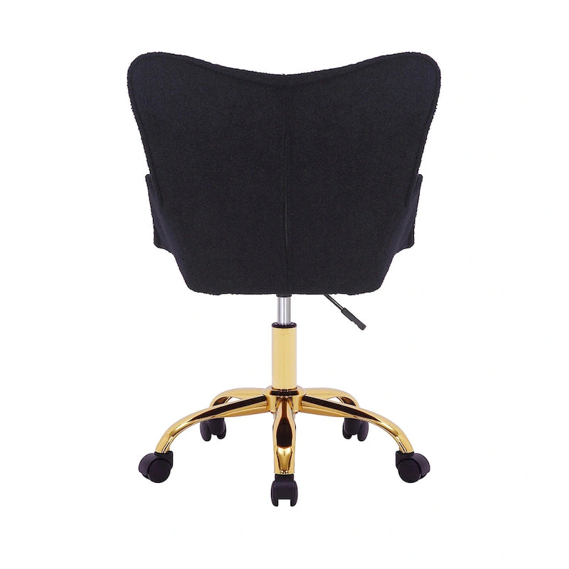 Porthos Home Tyra Swivel Office Chair, Teddy Fabric, Gold Chrome Legs