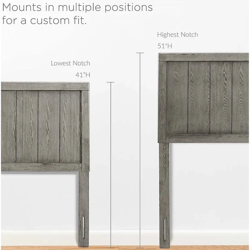 Widman Country Style Queen Size Grey Wooden Headboard