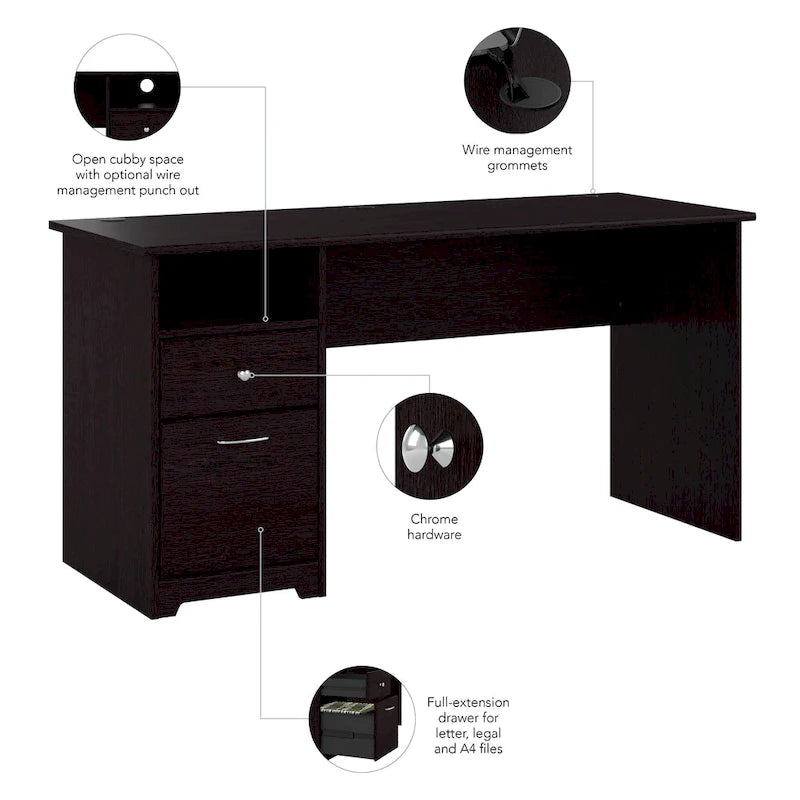 Bush Furniture Cabot 60W Computer Desk with Drawers and Storage