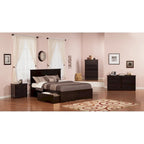 Madison King Platform Bed with Footboard and 2 Drawers in Espresso