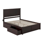 Madison King Platform Bed with Footboard and 2 Drawers in Espresso