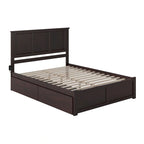 Madison King Platform Bed with Footboard and 2 Drawers in Espresso