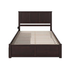 Madison King Platform Bed with Footboard and 2 Drawers in Espresso