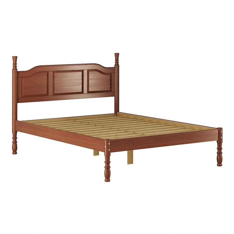 100% Solid Wood Platform Raised Panel Turned Post Kyle Queen Bed by Palace Imports
