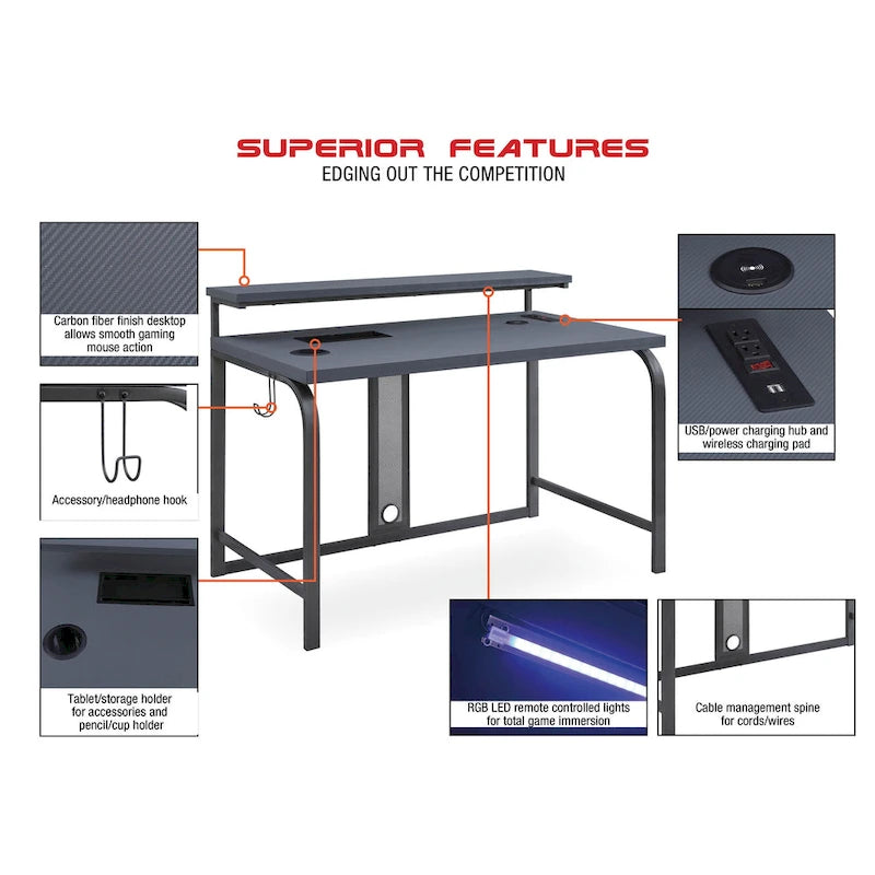 Reload 48-inch Contemporary Gaming Desk