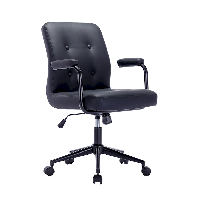 Porthos Home Ames Faux Leather Office Chair with Steel Roller Base, Central Tilt System