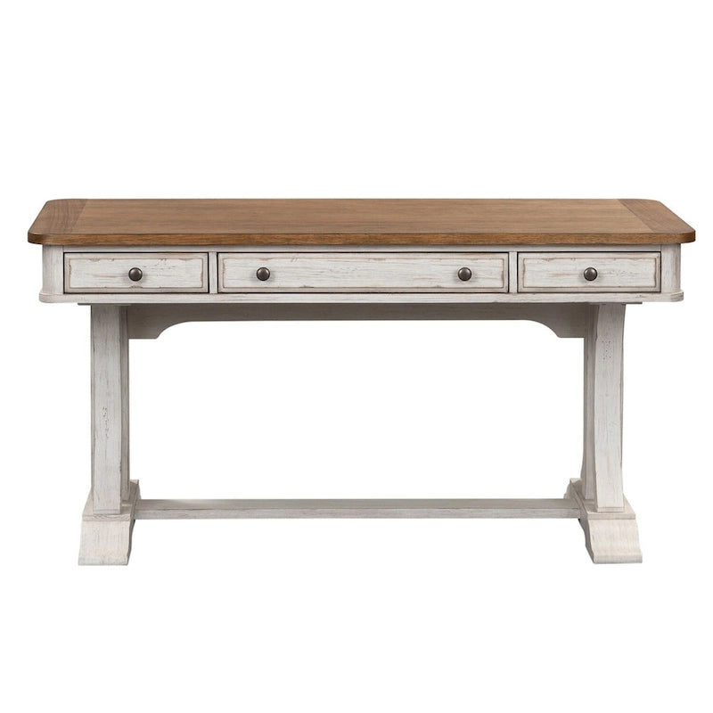 Farmhouse Reimagined Antique White with Chestnut Writing Desk